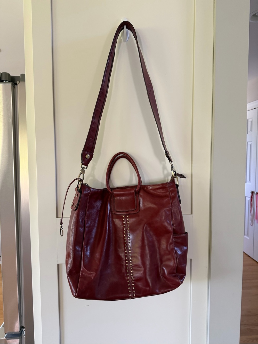 HOBO Stud-Trim Leather Hobo in Oxboood - Picture 7 of 12
